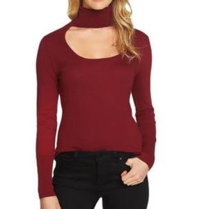 1.State Maroon turtle-neck sweater with cut out